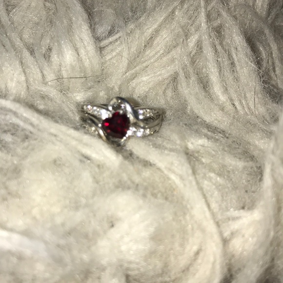 Kay Jewelers Silver and Red Trillion-Cut Ring - Picture 5 of 5